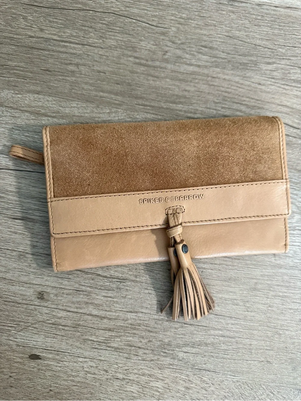 Spikes & Sparrow Tan Leather Tassel Wallet, NWT
